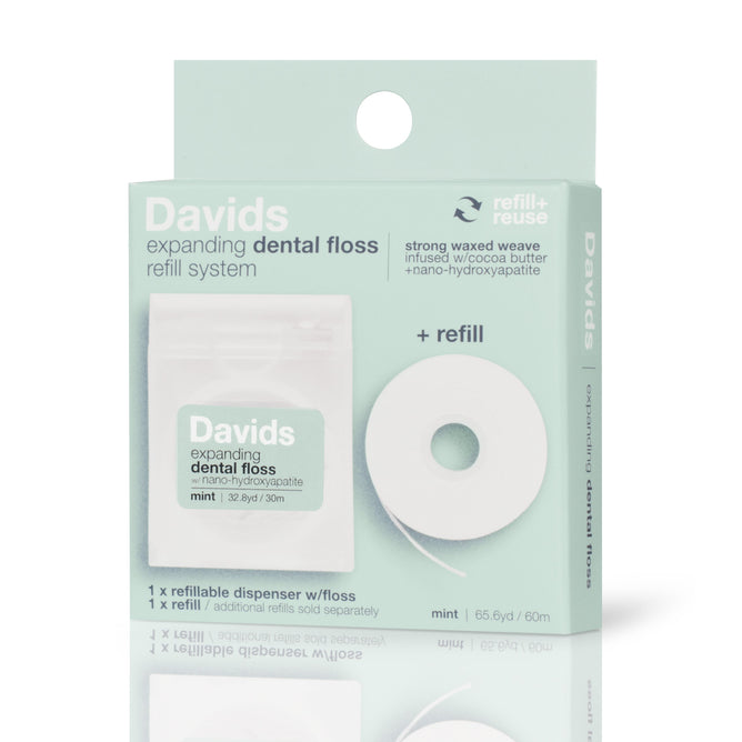Expanding Dental Floss and Refill with Hydroxyapatite