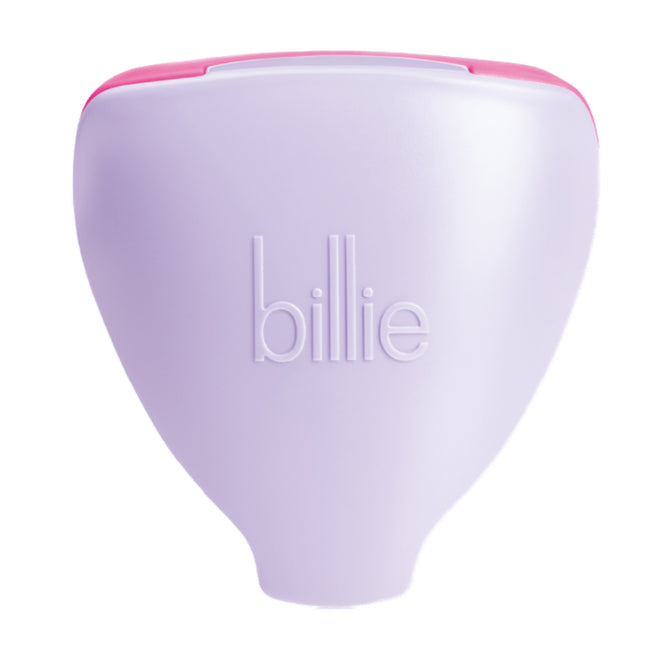 The 5-Blade Women’s Razor Travel Case by billie, featuring a DreamPop-inspired purple and pink plastic design embossed with billie, offers a smooth, rounded case to securely pack your razor in its Magnetic Travel Case for stylish protection on the go.