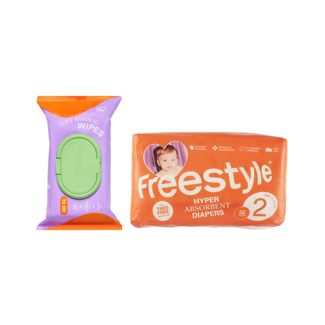 A pack of Grove Collaborative Soft & Clean Jumbo Baby Wipes plus a free gift: a 32-count pack of Size 2 (12–18 lbs) diapers.