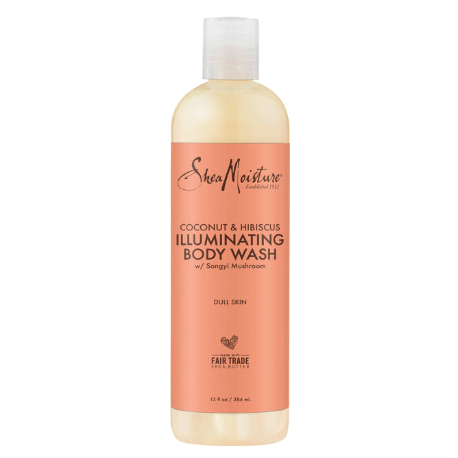 Experience the SheaMoisture Illuminating Body Wash, enriched with Songyi Mushroom to rejuvenate dull skin. This sulfate-free, fair trade formula comes in a 13 fl oz (384 ml) bottle, ideal for enhancing your natural glow.